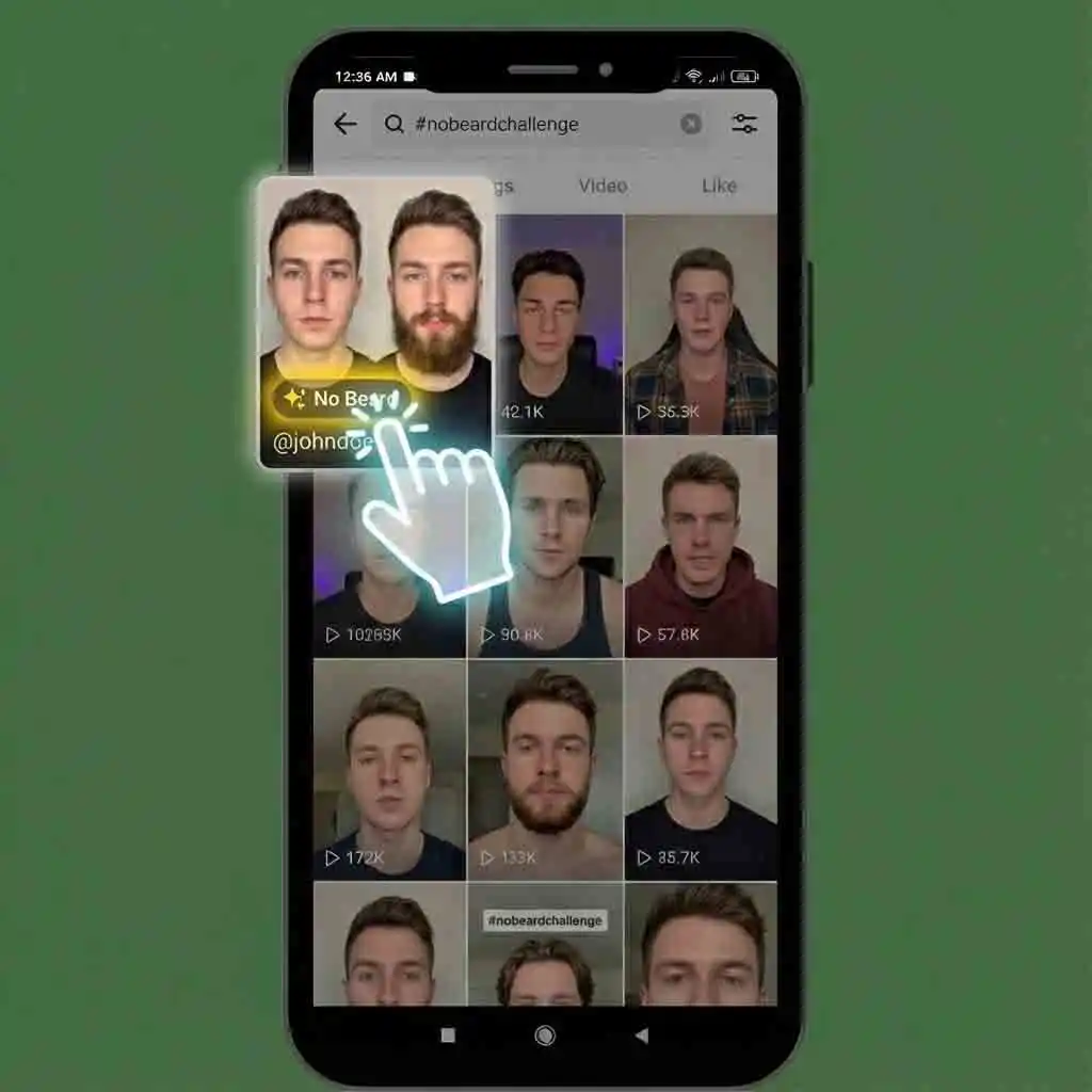 Tapping the effect name to open the official page, completing a proven method for how to find the beardless filter on tiktok and start using it immediately.