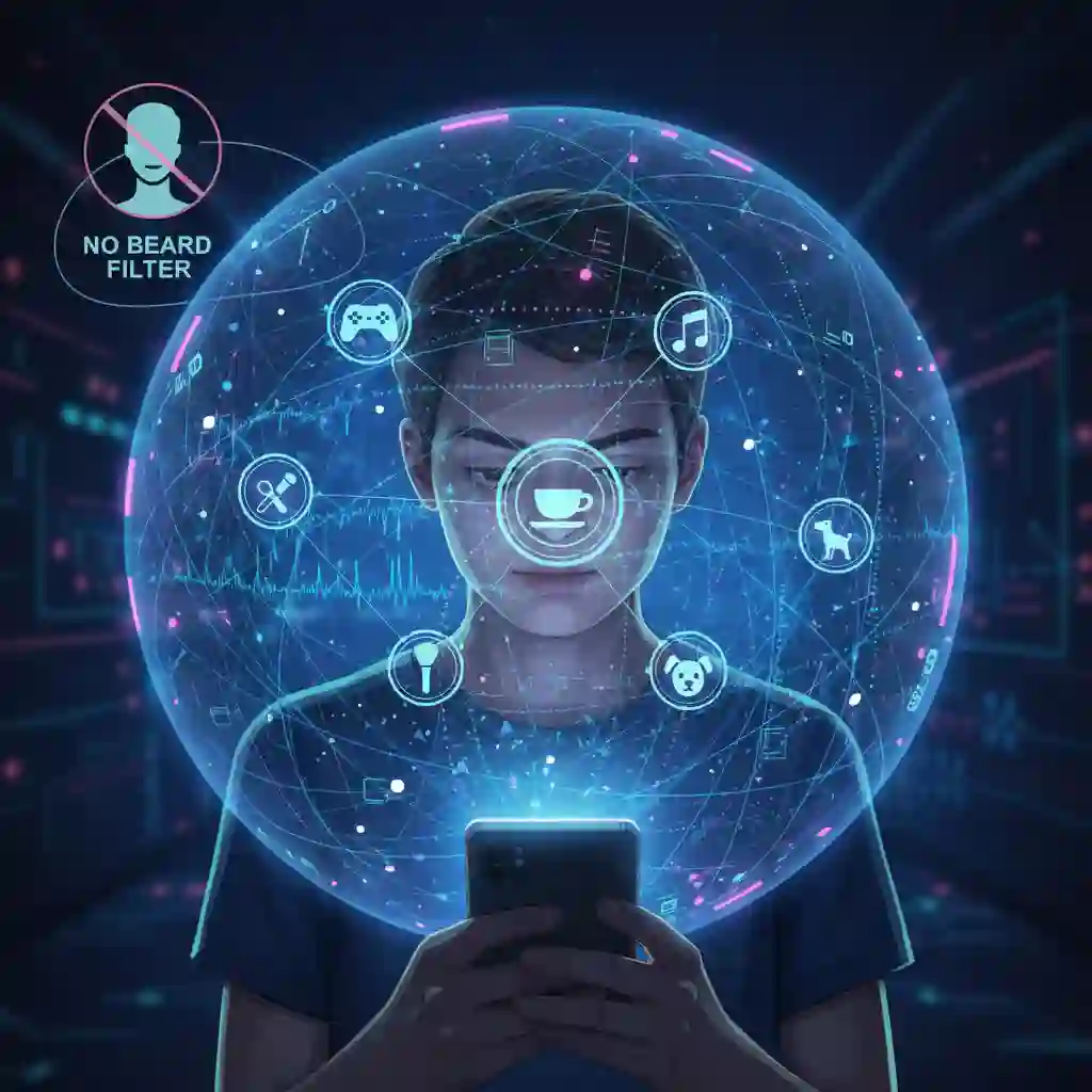 Visualization of TikTok’s personalized recommendations that can hide results, making how to find the beardless filter on tiktok harder unless you follow trusted creator videos and tap the effect source link.