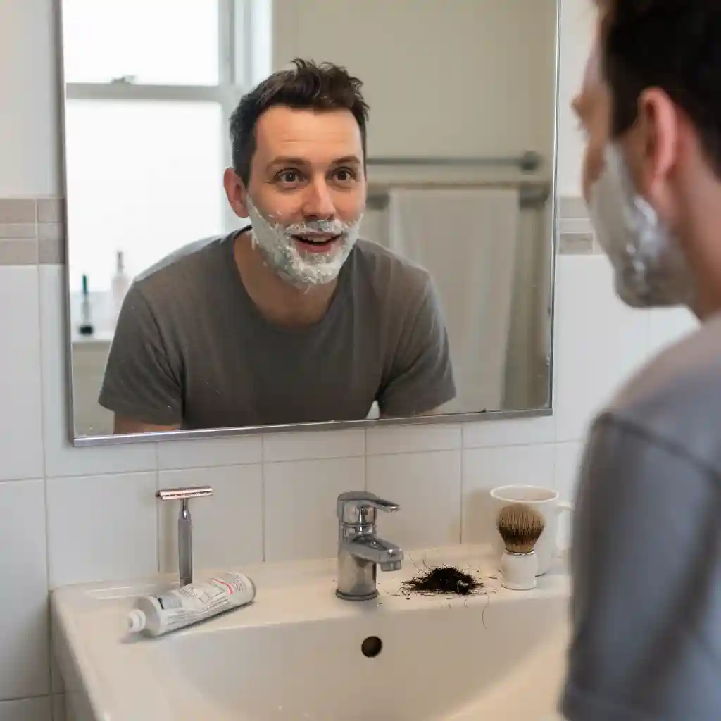 Mark’s story illustrating the no beard filter impact, where a clean-shaven preview sparked an emotional response and led to a real-life shave, validating the power of realistic beardless effects.