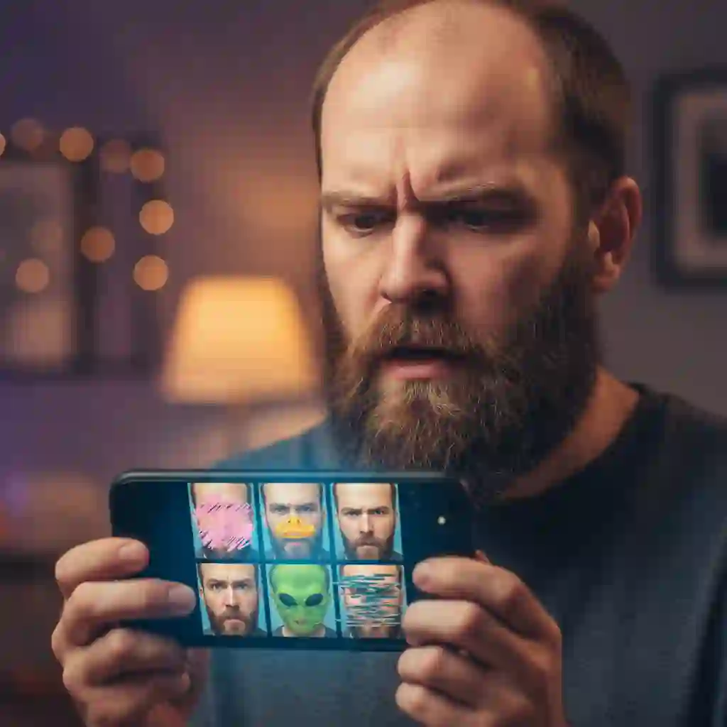 Man demonstrates a clean-shaven look using the beardless filter instagram, showing realistic jawline reconstruction, natural skin texture, and seamless beard removal for viral prank and tutorial clarity.
