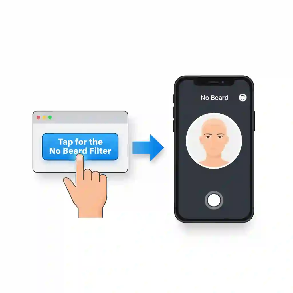 Illustration of using a direct link to open the beardless filter instagram instantly in the app, bypassing search and allowing immediate recording with accurate tracking.