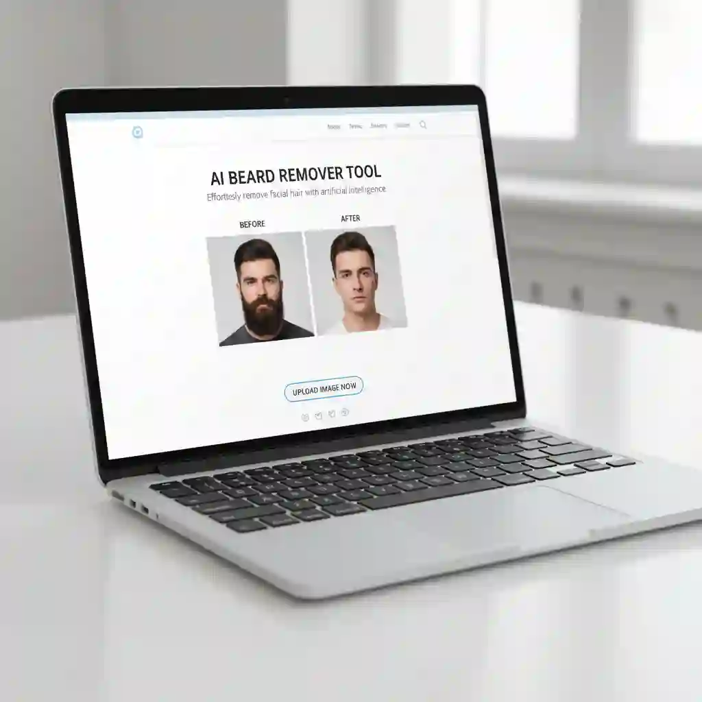 Screenshot representing online alternatives to the beardless filter instagram, such as AI photo editors that remove beards from images while maintaining natural skin texture and jawline detail.