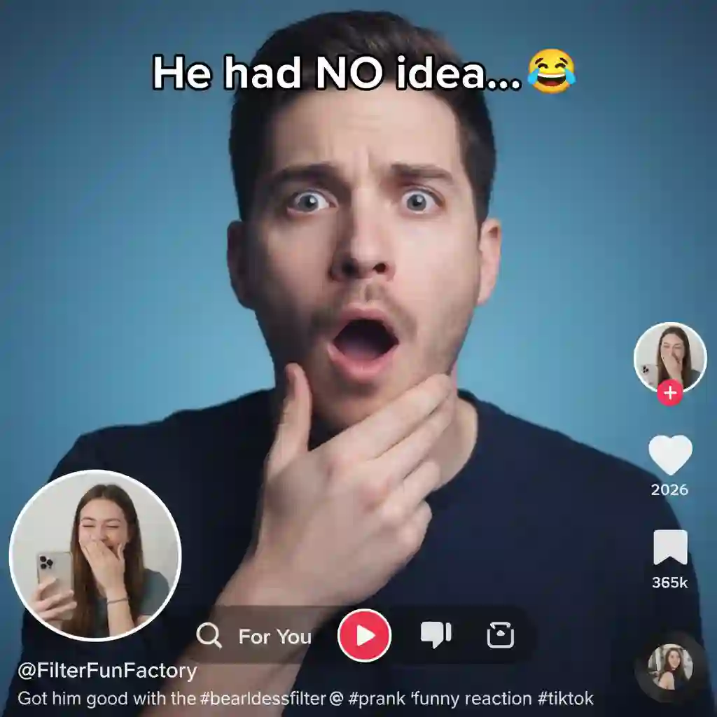 TikTok-style re-editing rules for a snapchat beardless filter video: trim to 15–20 seconds, add a curiosity hook, and use picture-in-picture reactions to heighten contrast and emotional payoff.