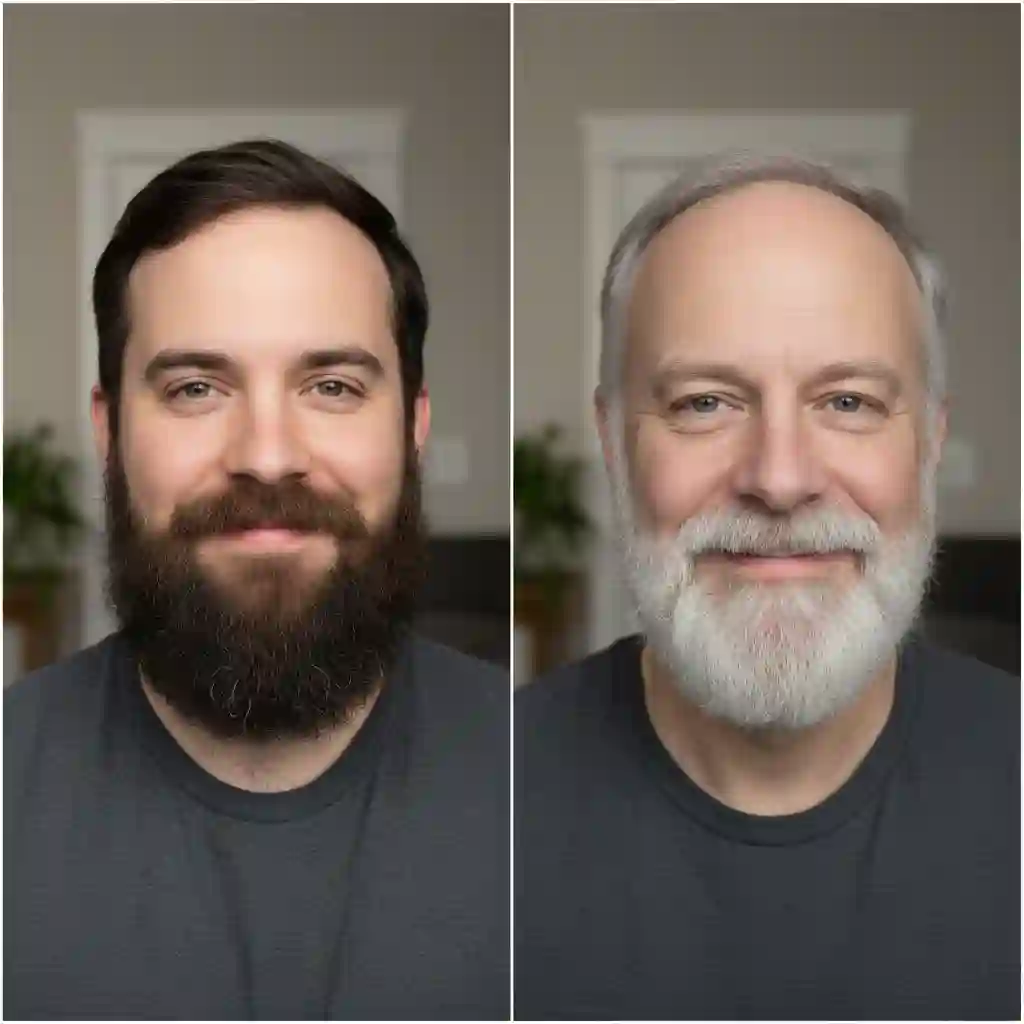 Demonstration of contrast challenges affecting the beardless filter, showing how beard and skin tone differences improve recognition accuracy, realism, and overall no beard transformation quality.