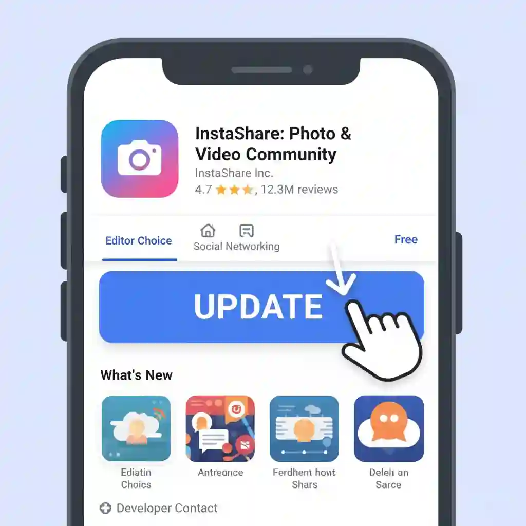 Visual reminder to update apps when the beardless filter cannot be found, explaining how new versions fix bugs, expand effect libraries, and restore access to trending clean-shaven filters.