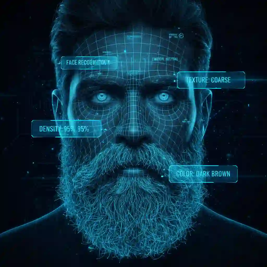 AI-powered demonstration of how the beardless filter analyzes facial features and removes a beard in real time, preserving natural skin texture and lighting for a convincing, seamless clean-shaven appearance.